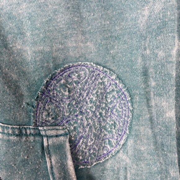 Billabong Women's Y2K Teal Green Zip Up Hoodie Factory Faded Grunge Size XL - Picture 2 of 4